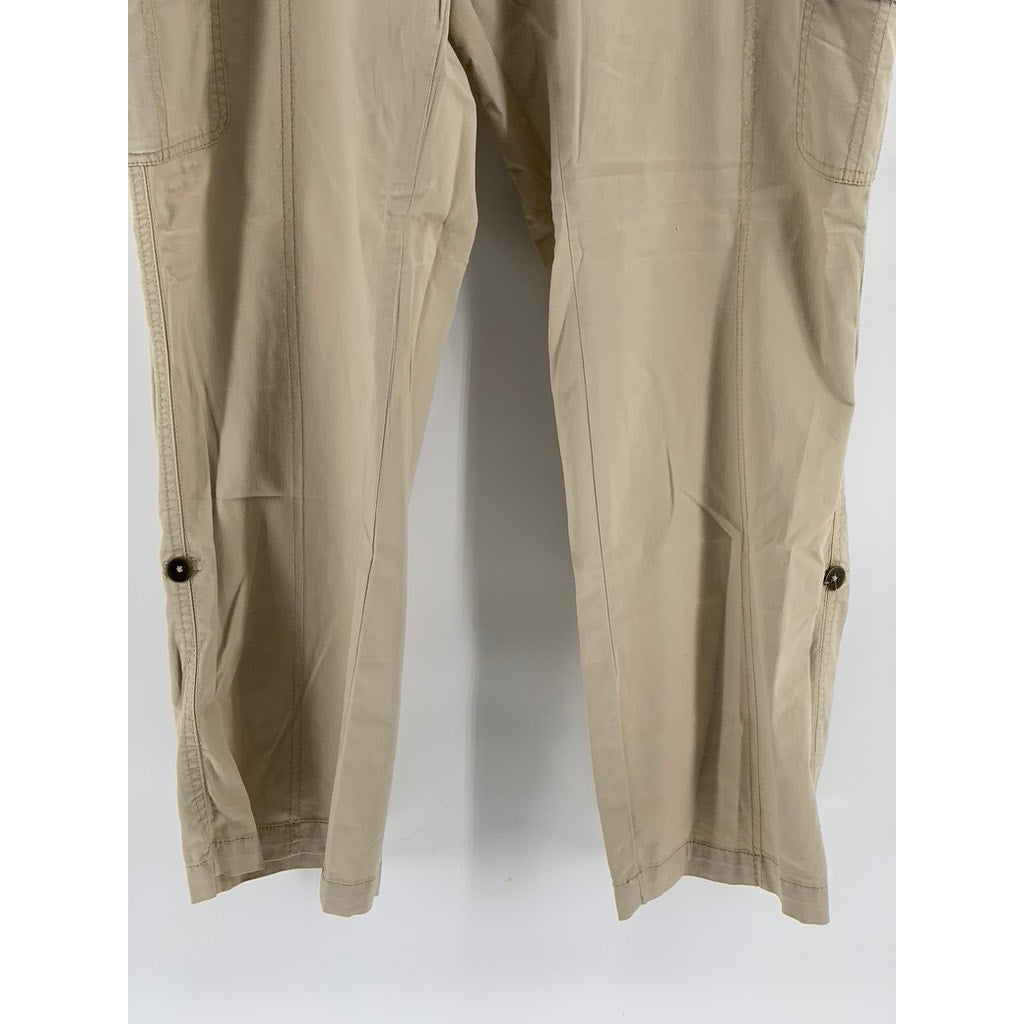 UNBRANDED Women's Plus Tan Cargo Roll-Hem Straight Leg Pant SZ 20W