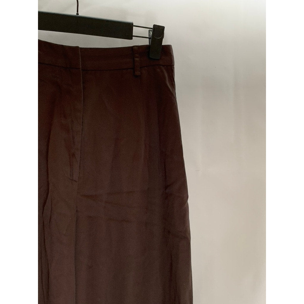 WIXII Women's Dark Brown Tencel Wide Leg Relaxed-Fit Pant SZ XS