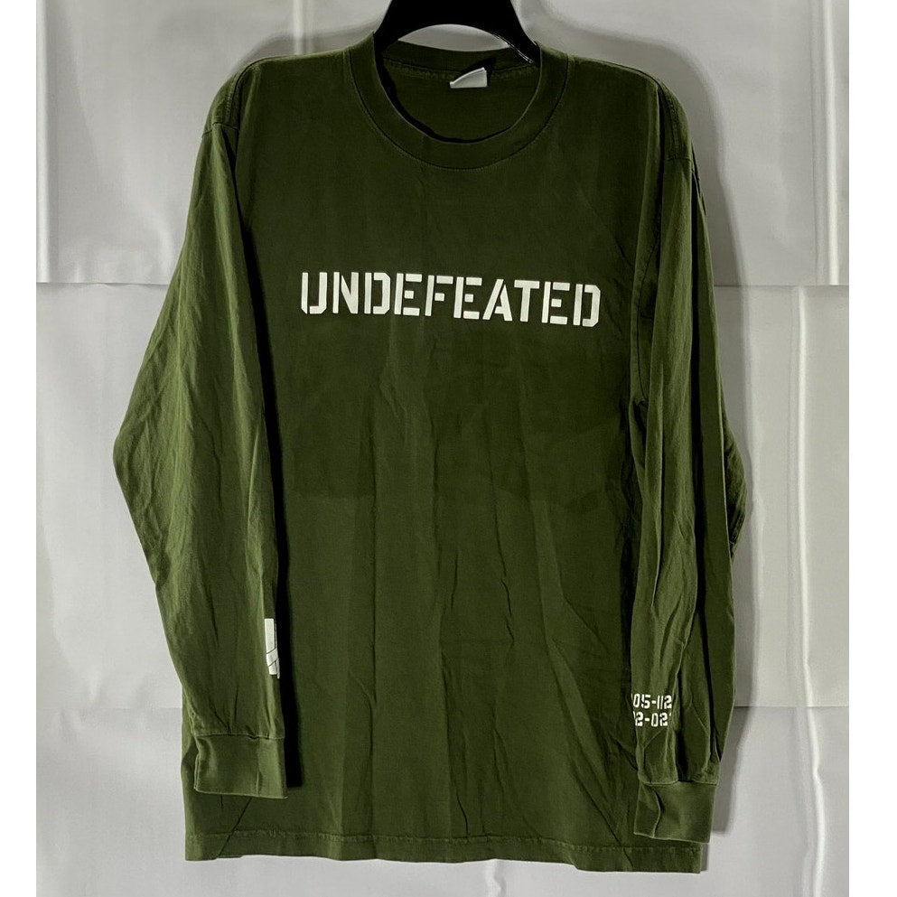 UNDEFEATED Men's Long Sleeve Green Strike Logo Casual Cotton Top SZ M