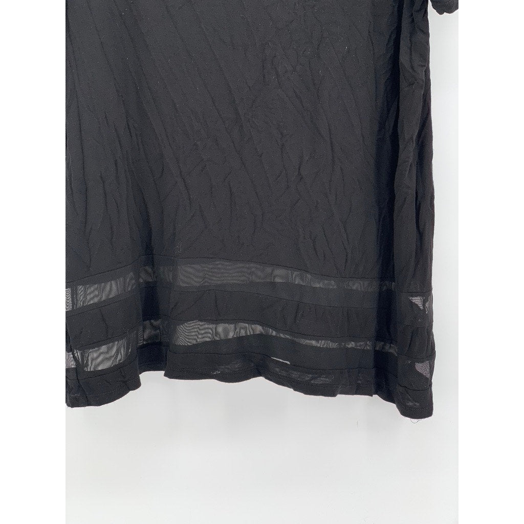 OCCASION CLOTHING Women's Plus Black Mesh Stripe Short Sleeve Top SZ 3X