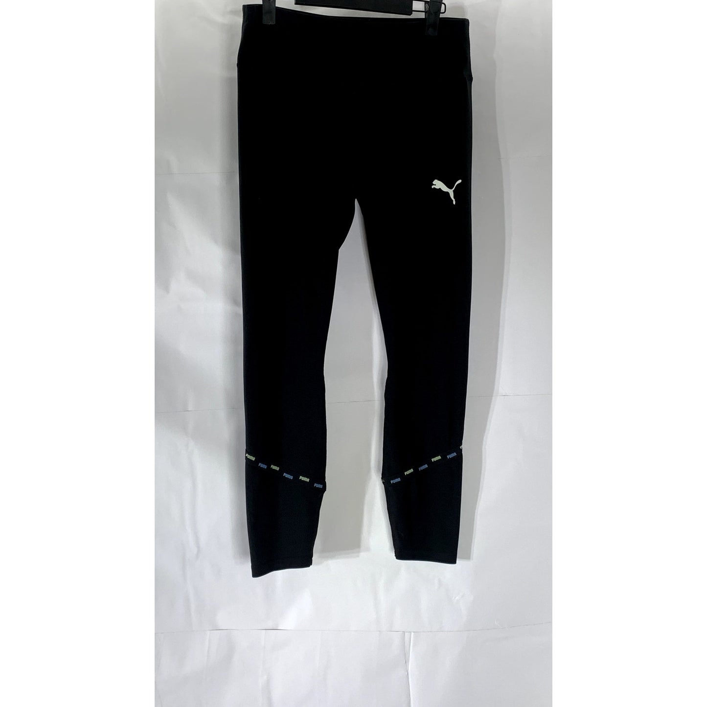 PUMA Women's Black Solid Sculpt Tight Logo High-Waist Leggings SZ M