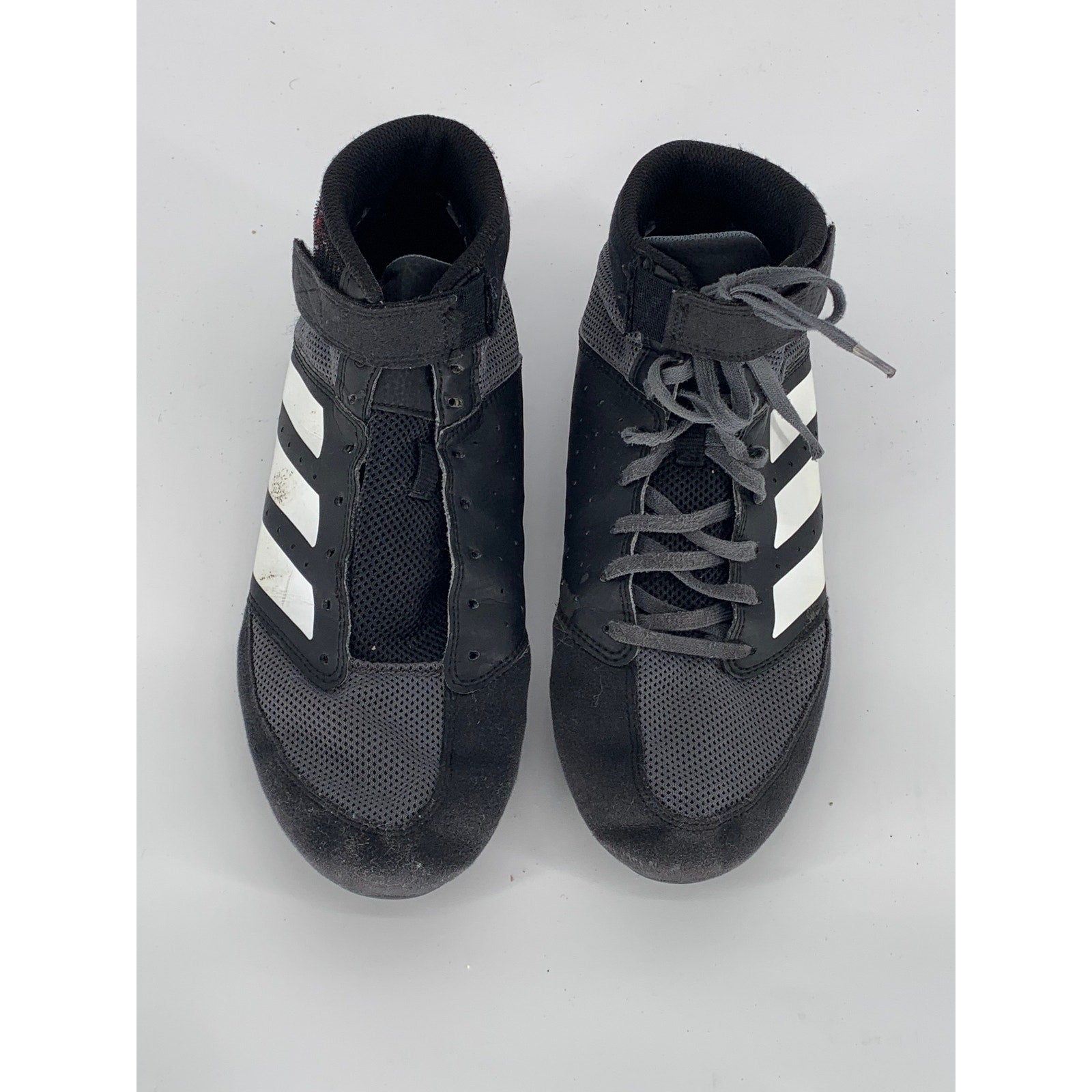 ADIDAS Men's Black Leather Mat Hog 2.0 Wrestling Mid Sneakers SZ 9.5