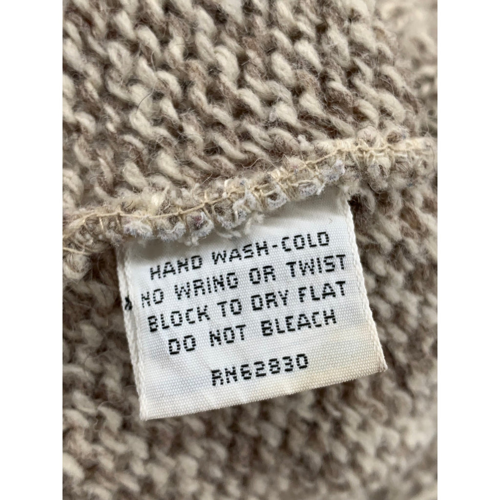 LANDS END Men's Vintage Tan Wool Crewneck Fisherman Knit 90's Sweater SZ M