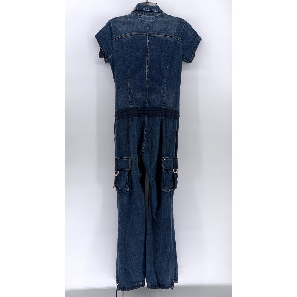 TOMMY JEANS Women’s Blue Denim Cargo Straight-Leg Jumpsuit SZ XS