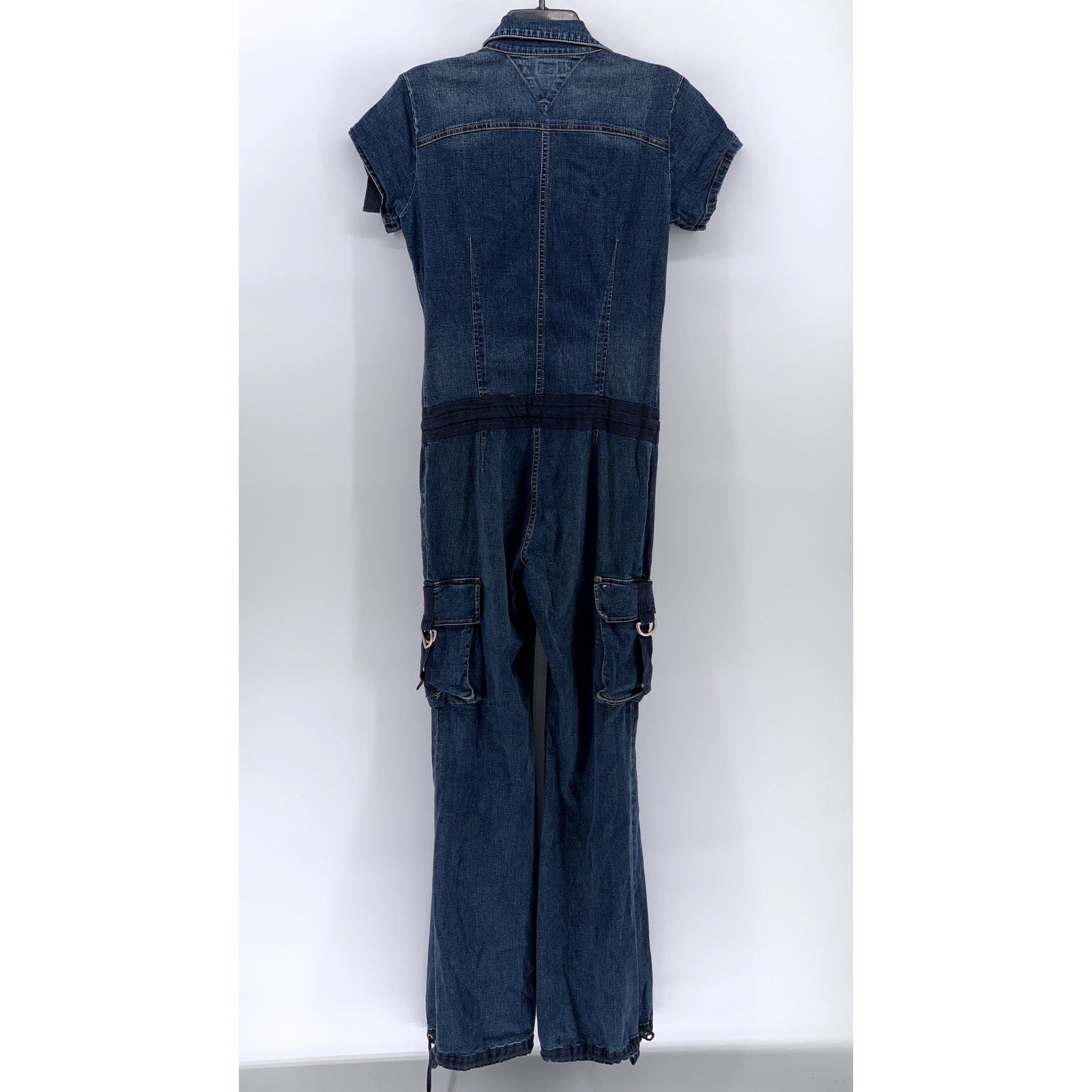 TOMMY JEANS Women’s Blue Denim Cargo Straight-Leg Jumpsuit SZ XS
