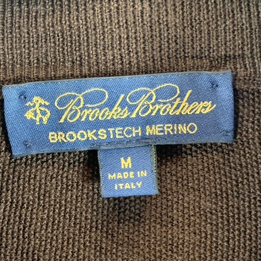 BROOKS BROTHERS Men's Brown Brookstech Merino Wool Half-Zip Pullover Sweater SZM