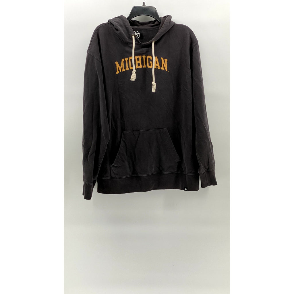 47' BRAND Men's Gray Michigan Patch Logo Long Sleeve Pullover Hoodie SZ M