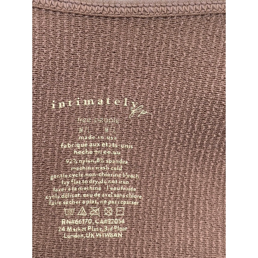 INTIMATELY By Free People Women's Blush Pink Ribbed V-Neck Thong Bodysuit SZ M/L