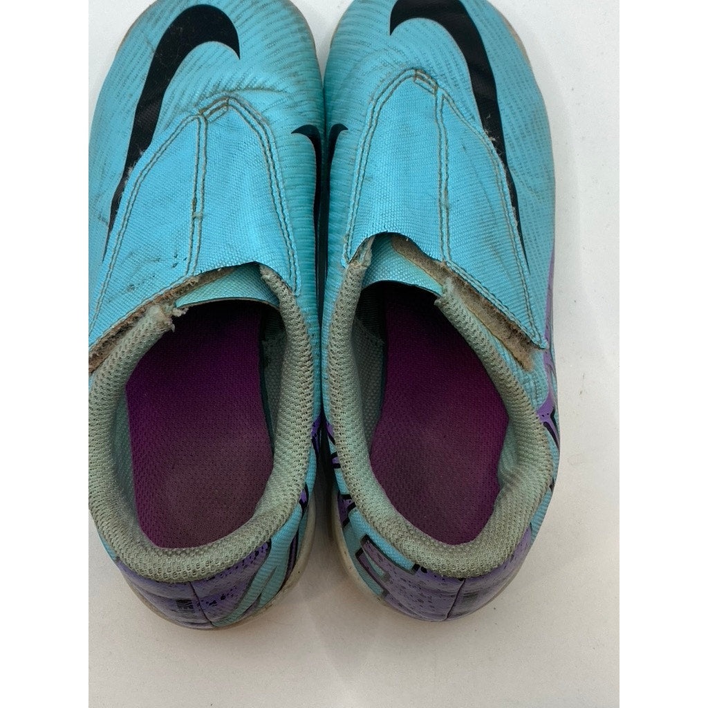 NIKE Kids' Hyper Turquoise Mercurial Vapor 15 Round-Toe Strap Soccer Cleats SZ13