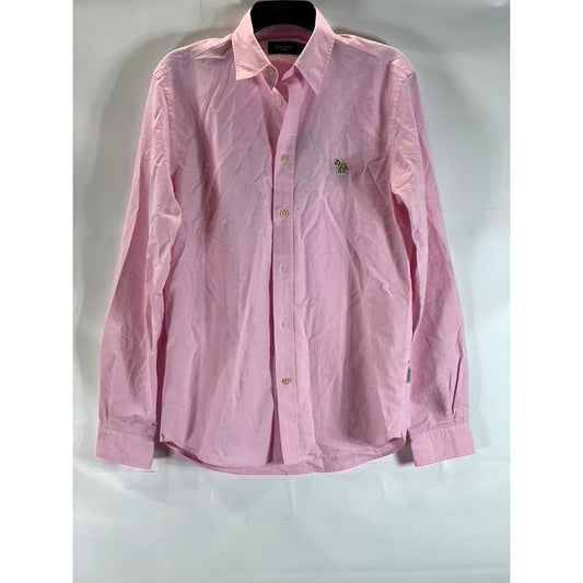 PAUL SMITH Jeans Men's Pink Tailored-Fit Button-Up Long Sleeve Shirt SZ S