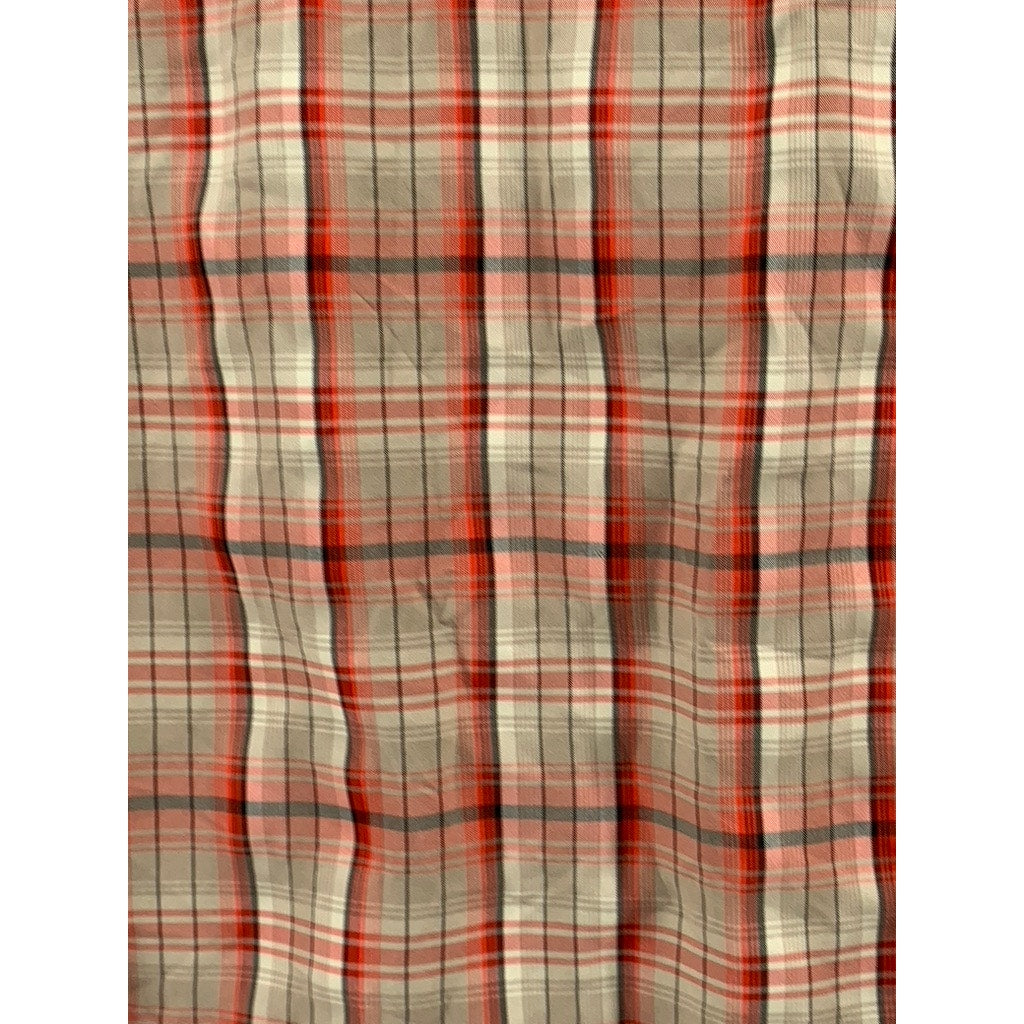 THE NORTH FACE Men's Orange Plaid Button-Up Short Sleeve Regular-Fit Shirt SZ XL