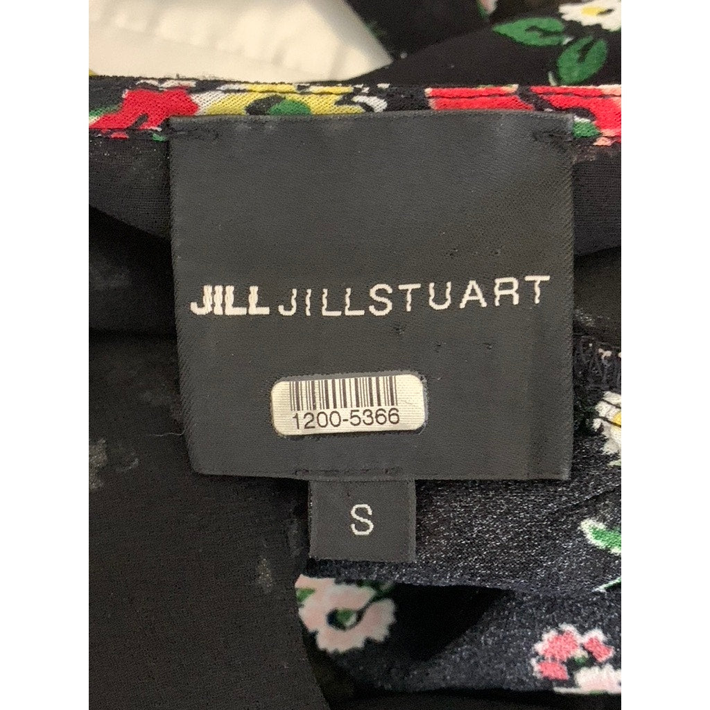 JILL JILL STUART Women’s Black Floral Flutter Sleeve Wrap Crop Top SZ S