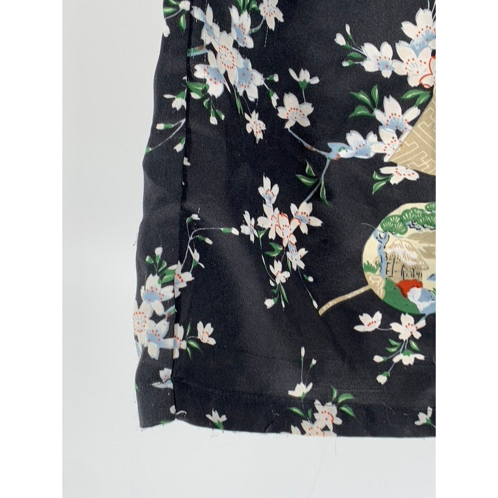 UNBRANDED Women's Black Floral Wide Sleeve Kimono SZ OS