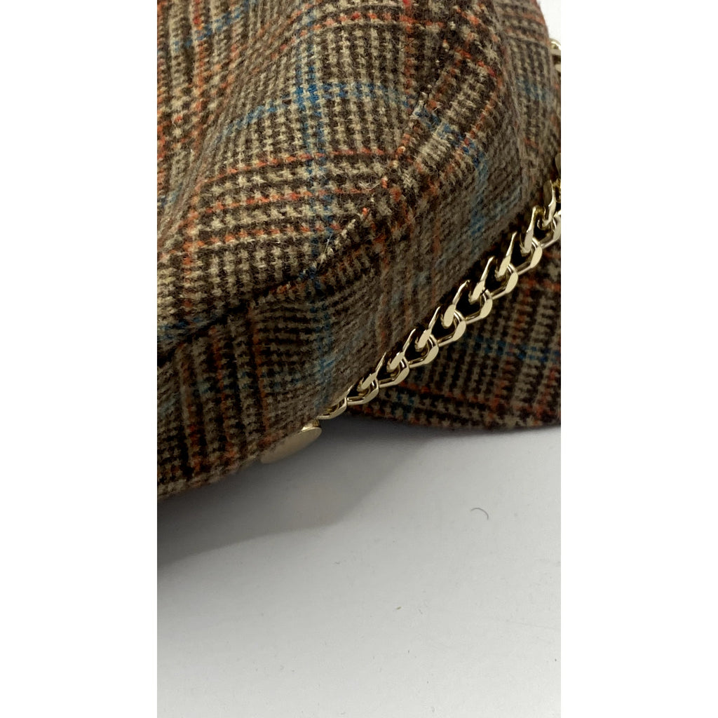 ZARA ACCESSORIES Women’s Tan Houndstooth Chain Detail Newsboy Hat SZ M