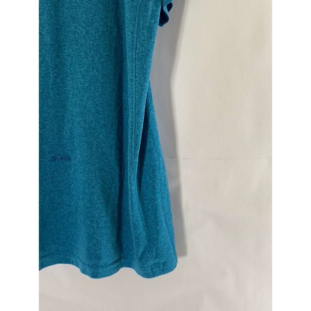 NIKE Men's Blue Heather Dri-Fit V-Neck Swoosh Logo Short Sleeve T-Shirt SZ XL