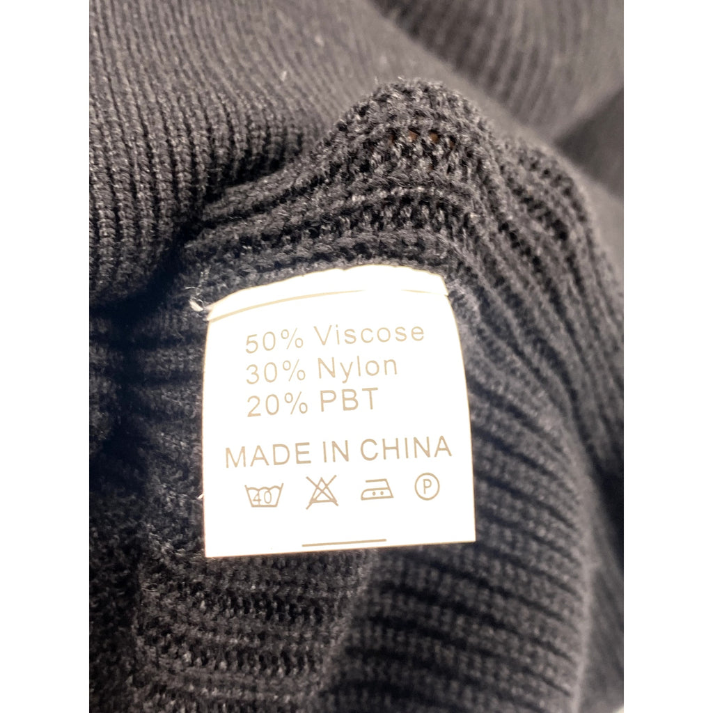 UNBRANDED Women's Black-White Crewneck Ribbed Drop Shoulder Sweater SZ M