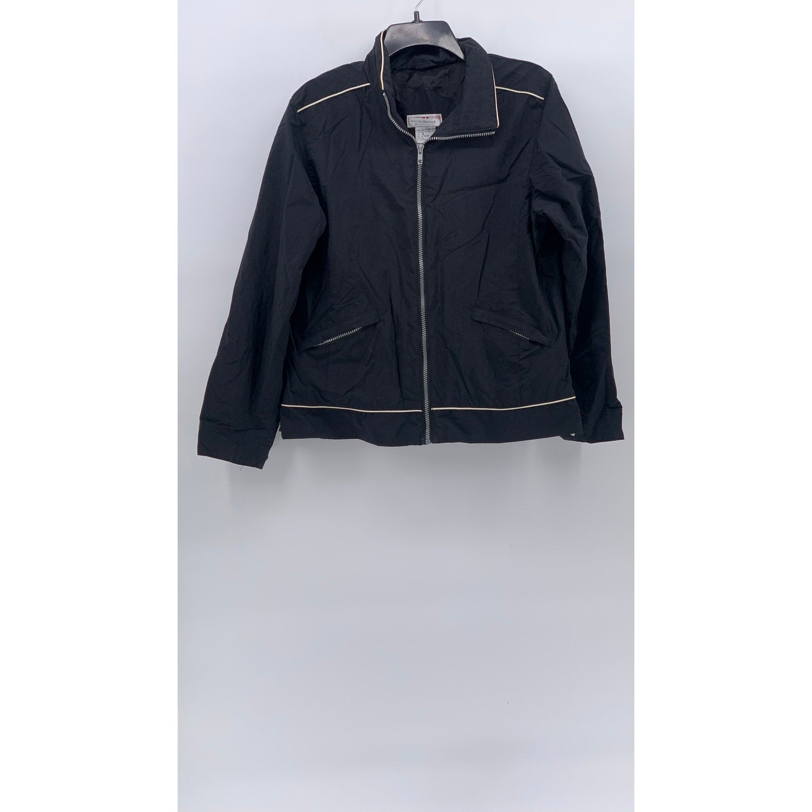 STUNT SPORTS Women's Vintage Black Zip-Up Stand Collar Windbreaker Jacket SZ M