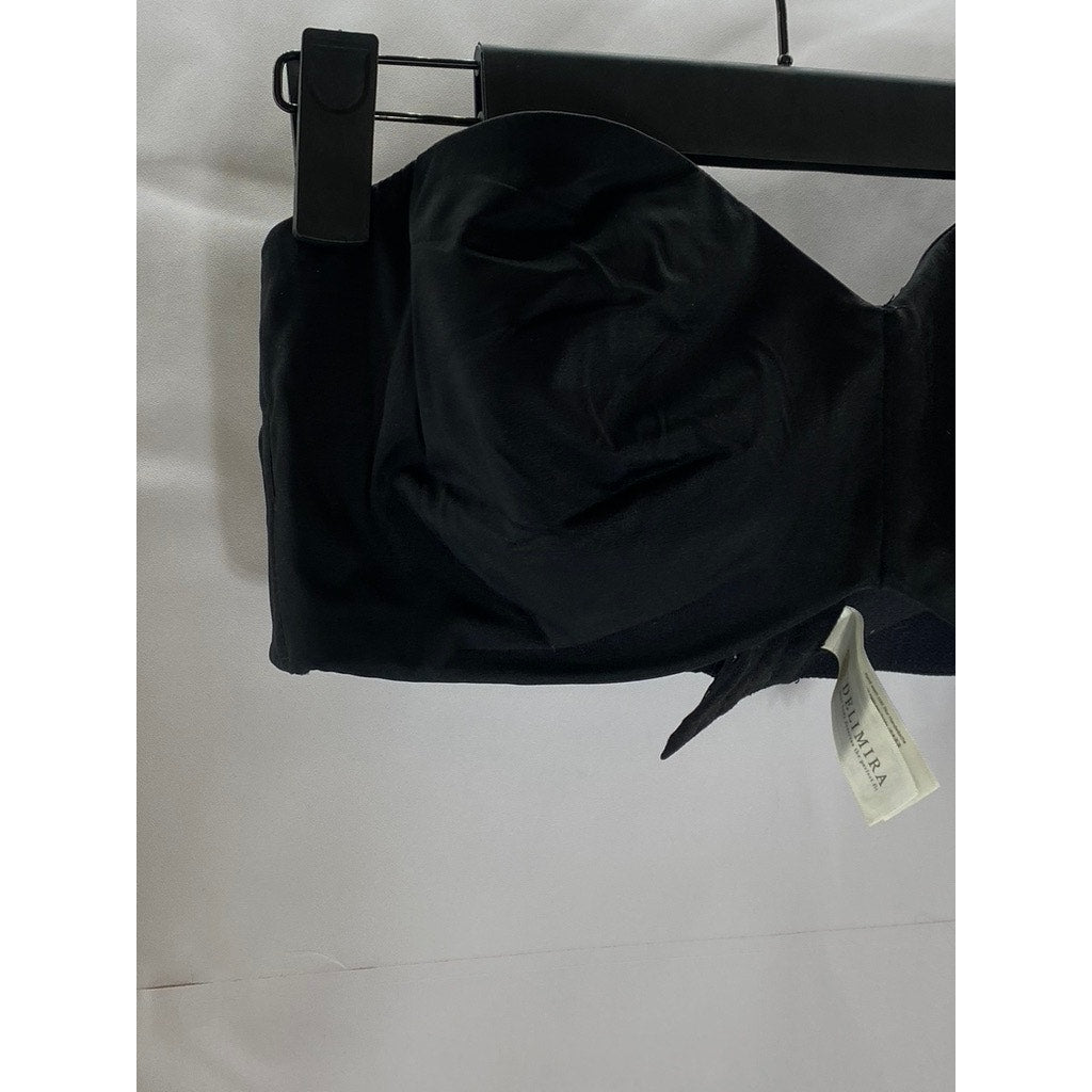 DELMIRA Women's Black Strapless Minimizer Seamless Bandeau Unlined Bra SZ 36C