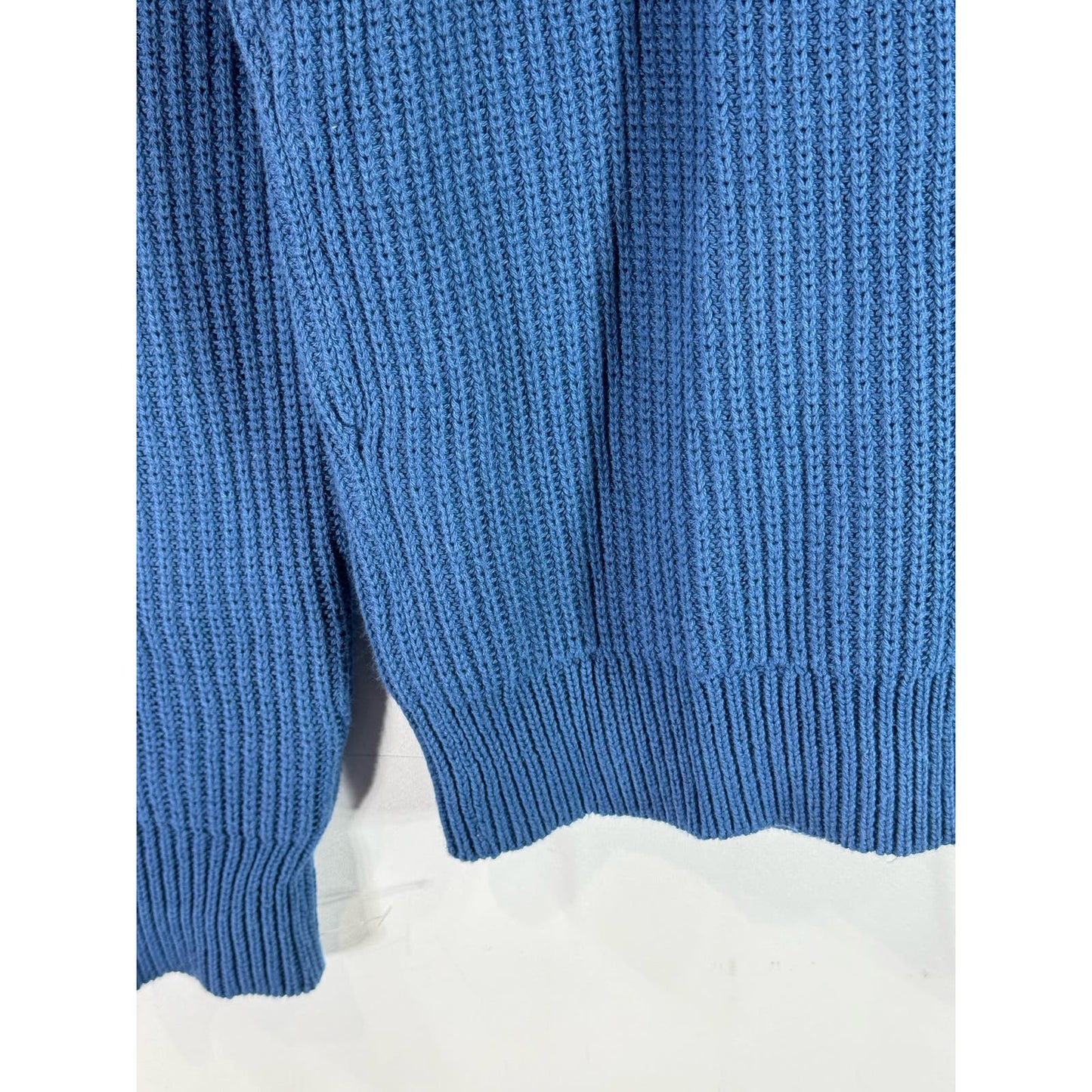 J.CREW Men's Blue Cotton Ribbed Crewneck Knit Pullover Sweater SZ M