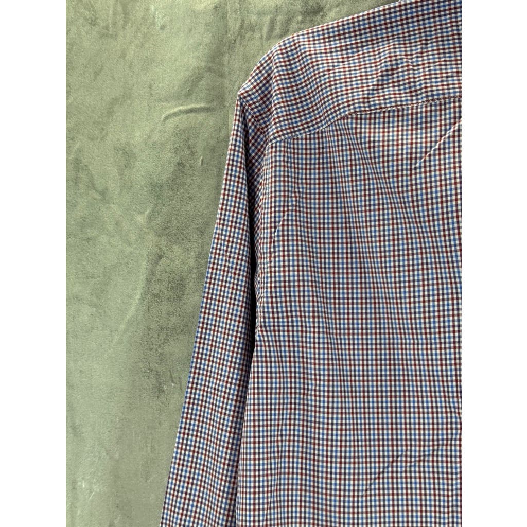 UNTUCKIT Men's Red Gingham Regular-Fit Lorimar Button-Up Long Sleeve Shirts SZ M
