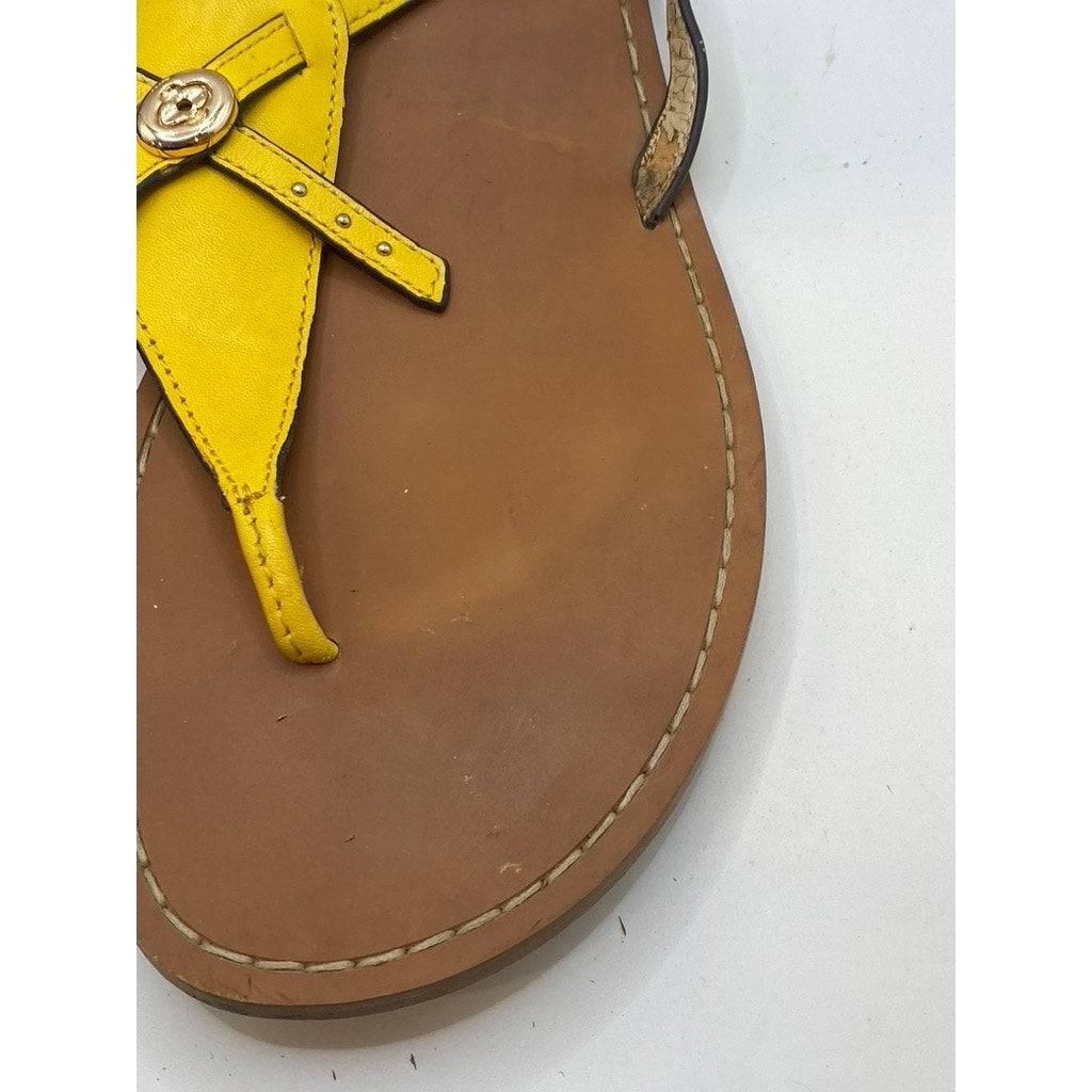 COACH Women's Yellow Thong Round-Toe Camara Ankle Strap Flat Sandals SZ 11