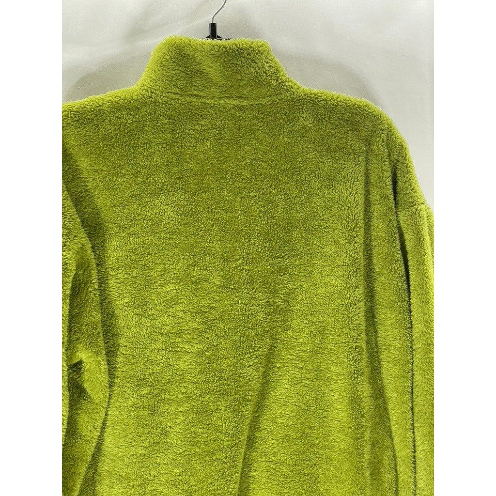UNIQLO Women's Dark Green Fluffy Yarn Fleece Zip-Up Mock-Neck Jacket SZ XL