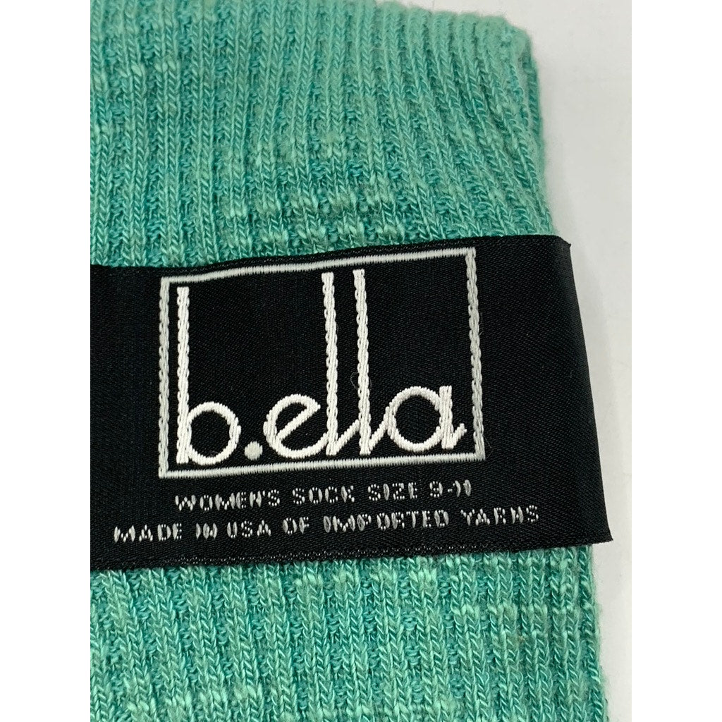 B.ELLA Women's Teal Ribbed Mary Crew Socks SZ OS