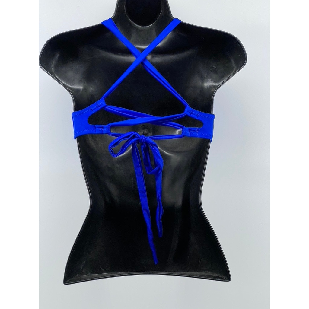 FASHION NOVA Women's Royal Blue Scoop-Neck Strappy Back Bikini Top SZ M