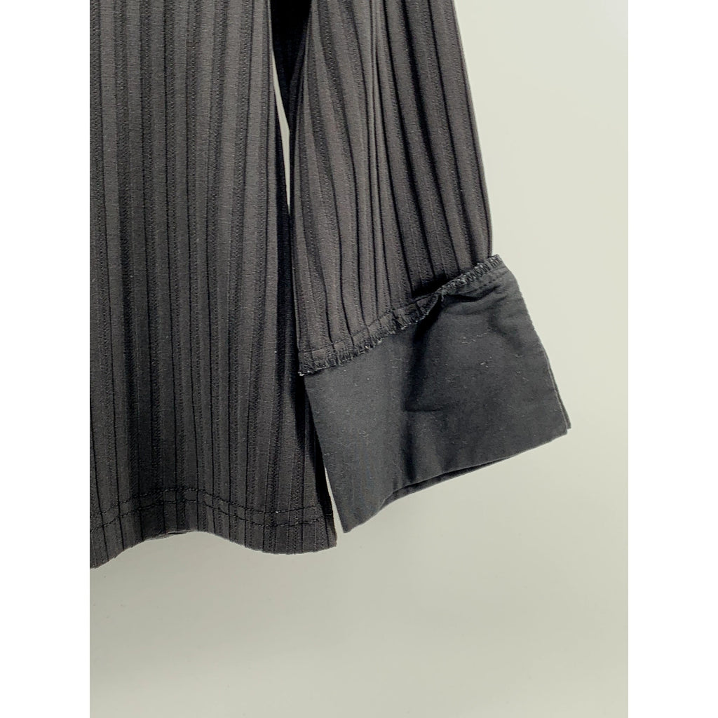 JESSICA Women's Vintage 90's Black Wide-Rib Long Sleeve Button-Up Top SZ L