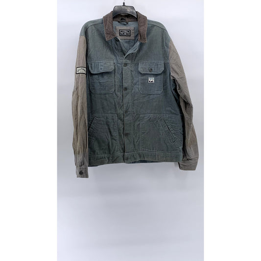 BILLABONG Men’s Blue-Gray Colorblock Corduroy Button-Up Long Sleeve Jacket SZ XL