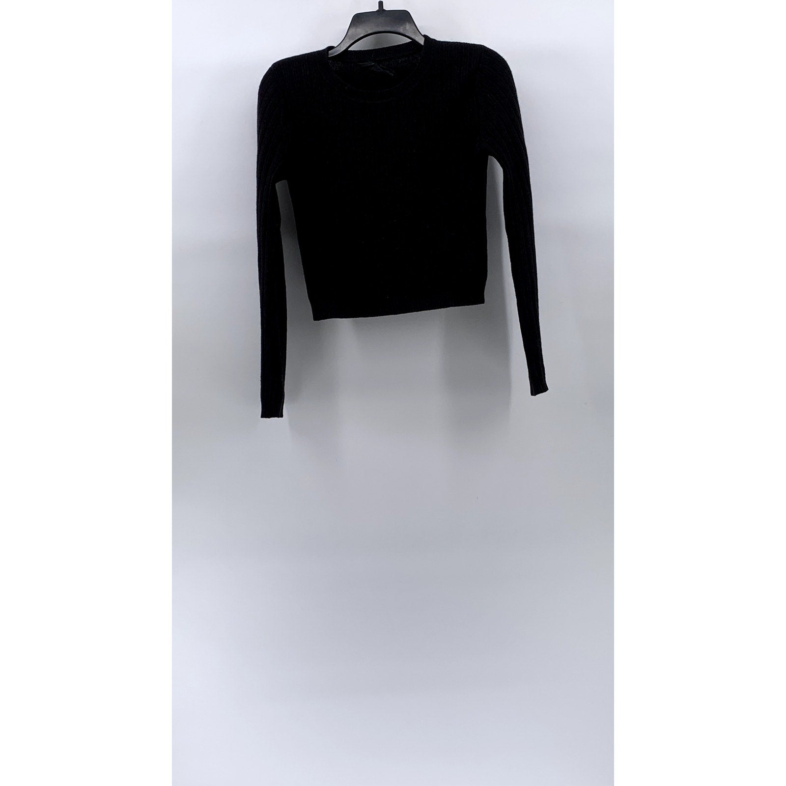 REFORMATION Women’s Black Crewneck Ribbed Long Sleeve Knit Top SZ M