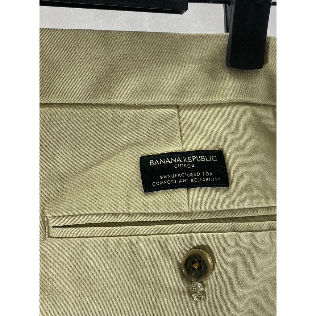 BANANA REPUBLIC Men's Tan Solid Mason Athletic Tapered Fit Chino Pants SZ 35X32