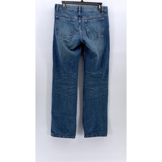 ZARA Women's Blue Wash Denim Straight-Leg Mid-Rise Five Pocket Jeans SZ 4
