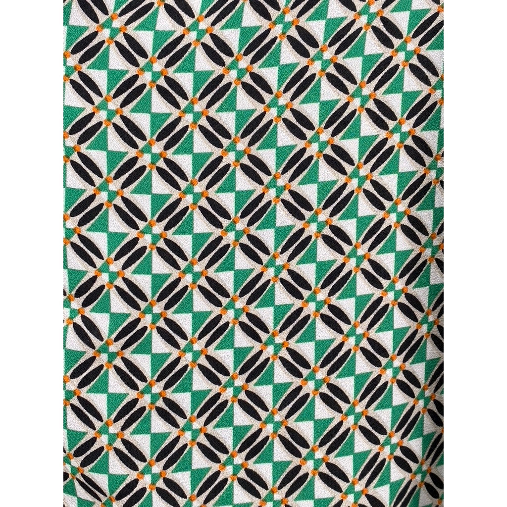 CAROLINA BELLE MONTREAL Women's Green Printed Button-Up Short Sleeve Top SZ XS