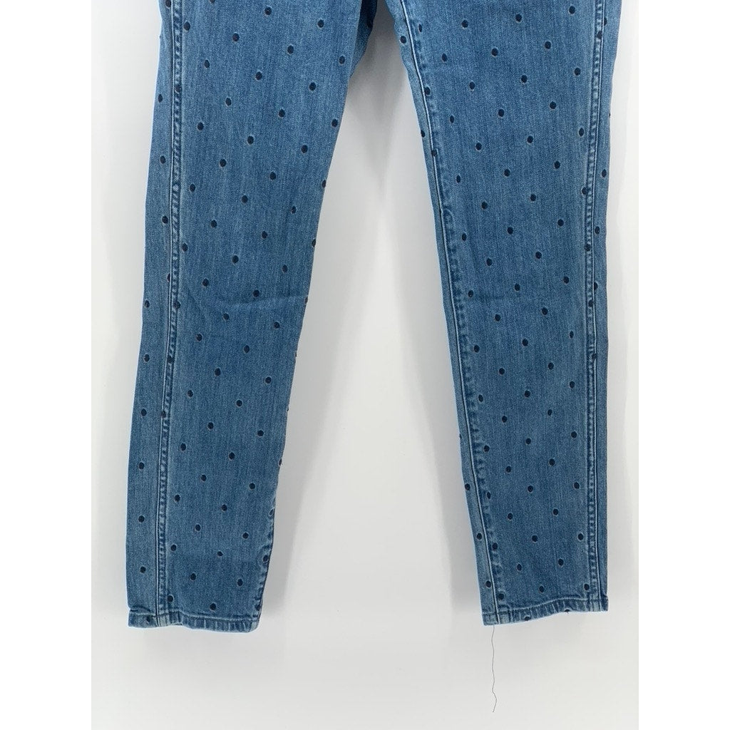 ULLA JOHNSON Women's Blue Denim Embroidered Polka Dot Skinny Leg Jeans SZ 2