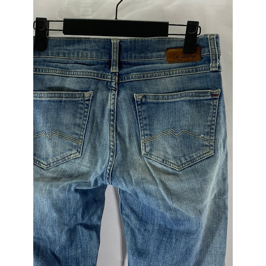 MUSTANG Women's Light Wash Blue Denim Girls Oregon Straight-Leg Jean SZ 27/30