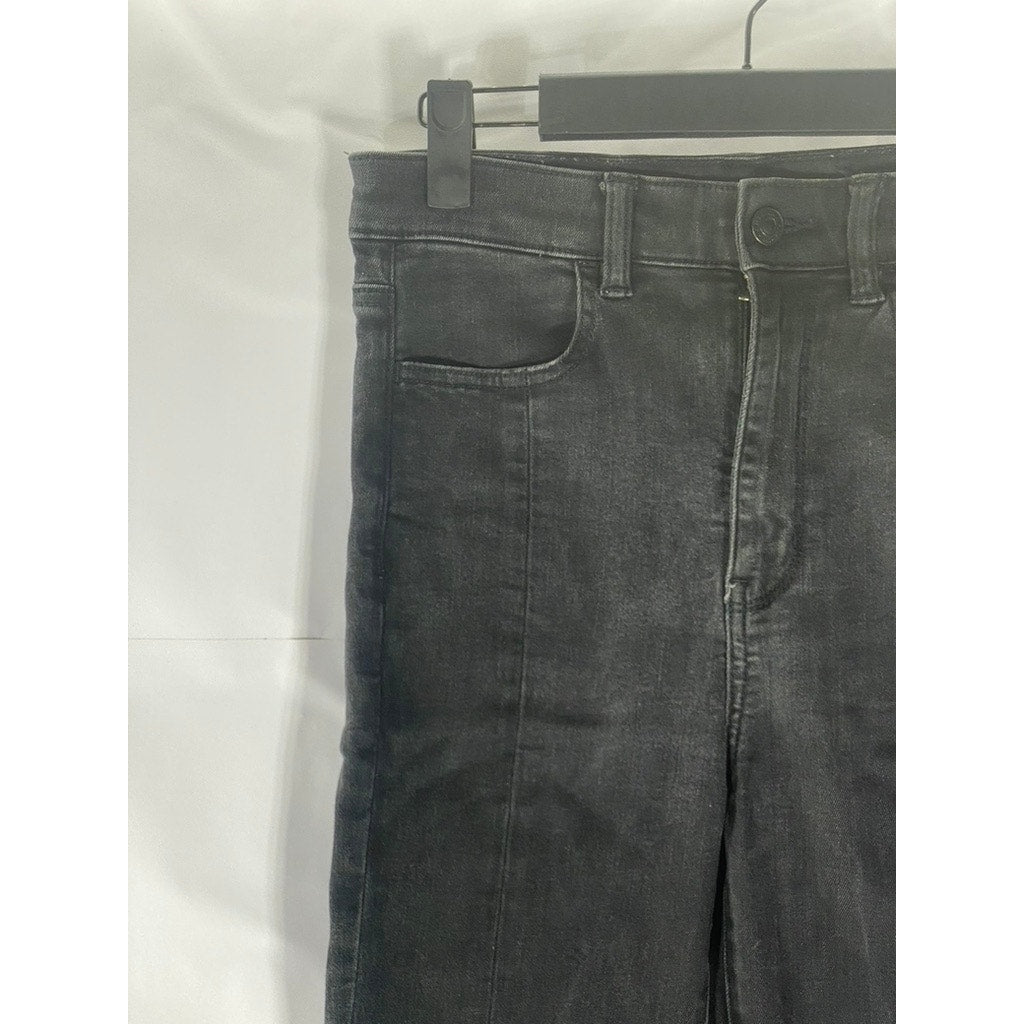 AMERICAN EAGLE Women's Black Denim Raw-Split Hem Next Level Stretch Jean SZ 4