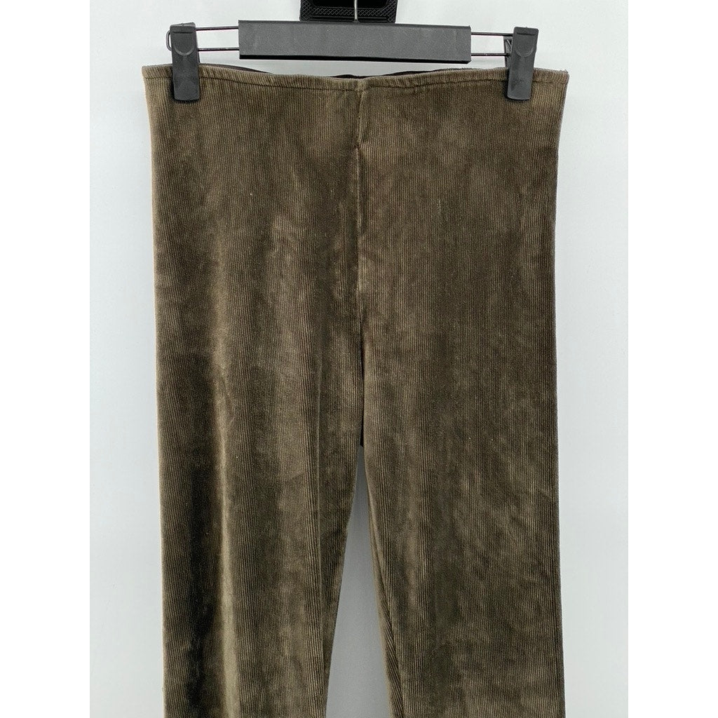 EVENUEL Women's Brown Corduroy Pull-On Wide-Leg Pocketless Pants SZ 14/15