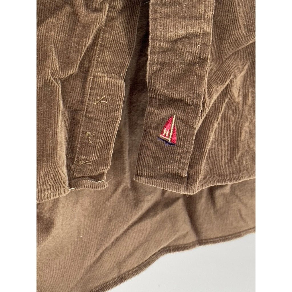NORDSTROM Mens Button Down Chocolate Brown Corduroy Style SZ (L)
