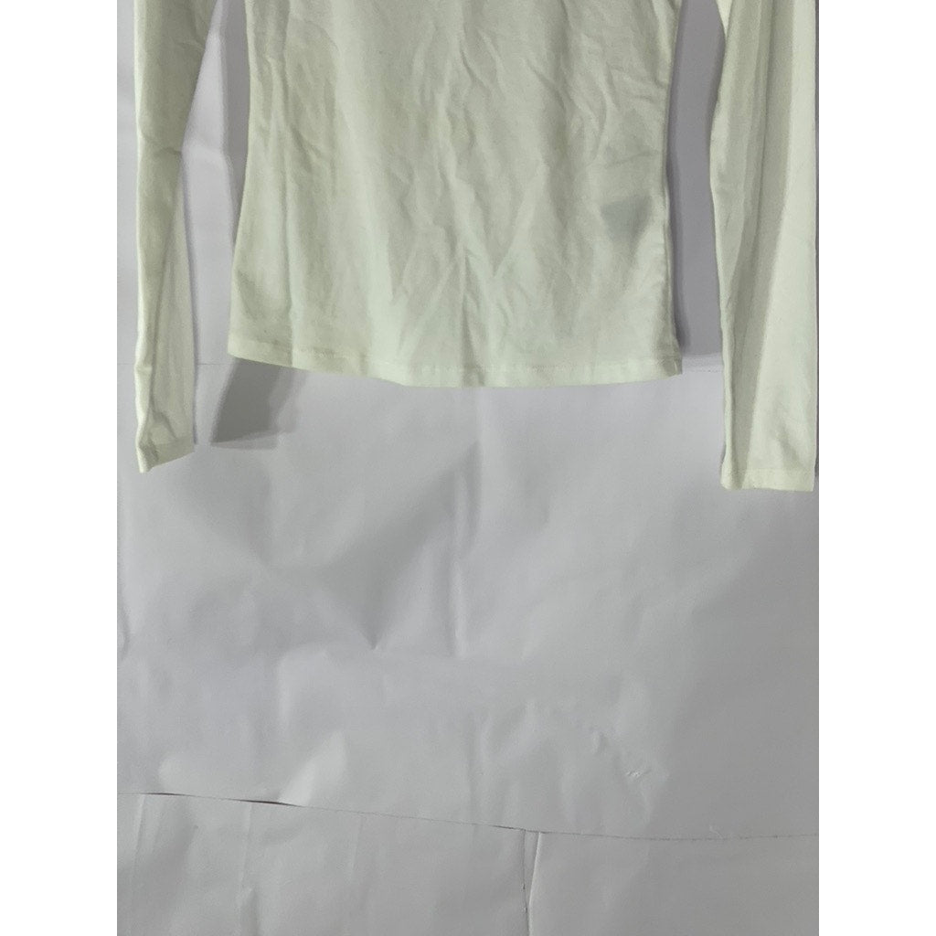 DIVIDED BY H&M Women's White Solid Scoop-Neck Long Sleeve Top SZ S