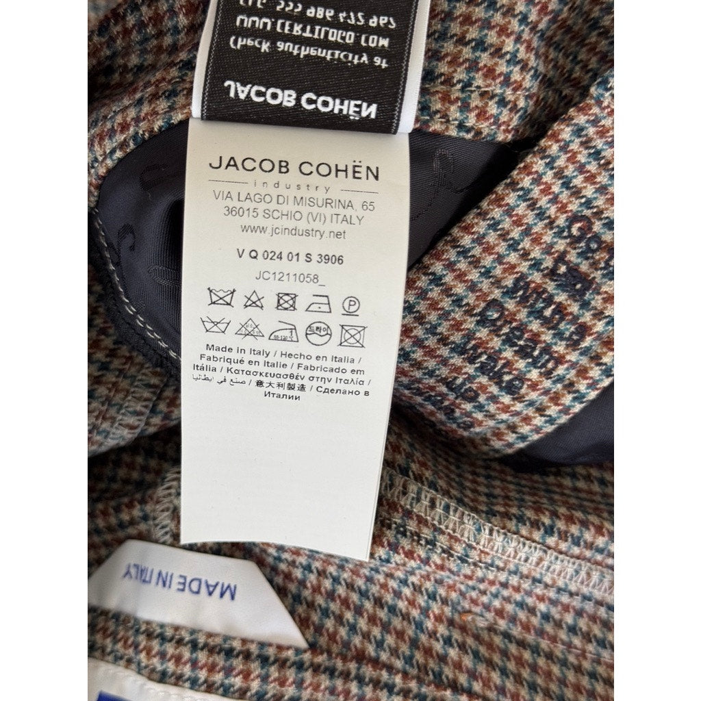 JACOB COHEN Women's Brown Houndstooth Debbie Super Flare Trousers SZ 26