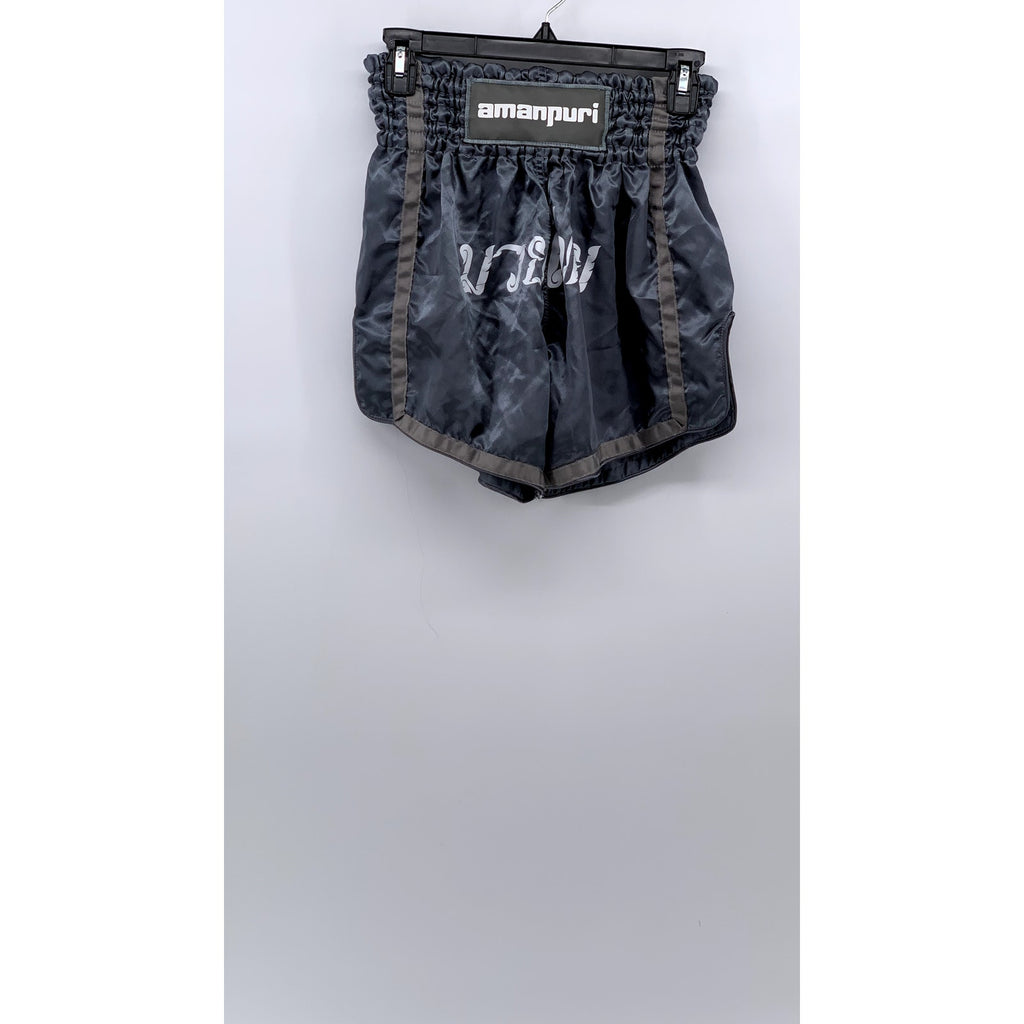 PK BOXING AMANPURI Men's Gray Smocked Pull-On Sport Maui Thai Boxing Shorts SZ L