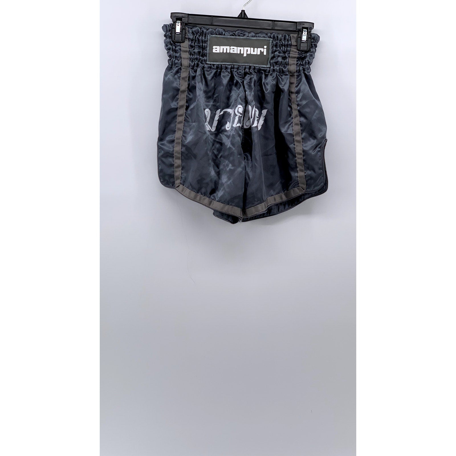 PK BOXING AMANPURI Men's Gray Smocked Pull-On Sport Maui Thai Boxing Shorts SZ L