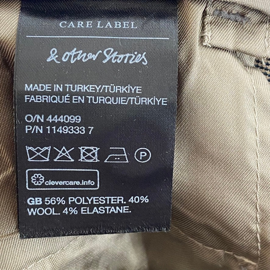 & OTHER STORIES Women's Tan-Gray Plaid Straight Wide-Leg Dress Pant SZ 34(US4)