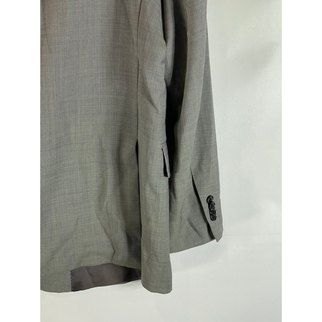 TOMMY HILFIGER Men's Grey Sharkskin Modern-Fit Wool Two-Button Suit Jacket SZ44R