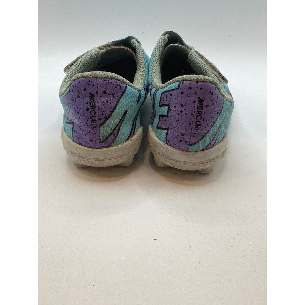 NIKE Kids' Hyper Turquoise Mercurial Vapor 15 Round-Toe Strap Soccer Cleats SZ13