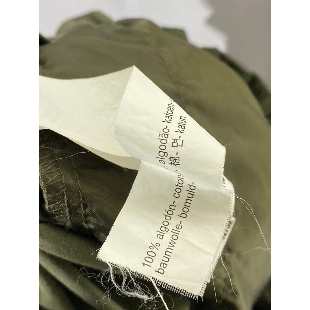 ZARA BASIC COLLECTION Women's Olive Green Straight-Leg Cotton Paperbag Pant SZ M