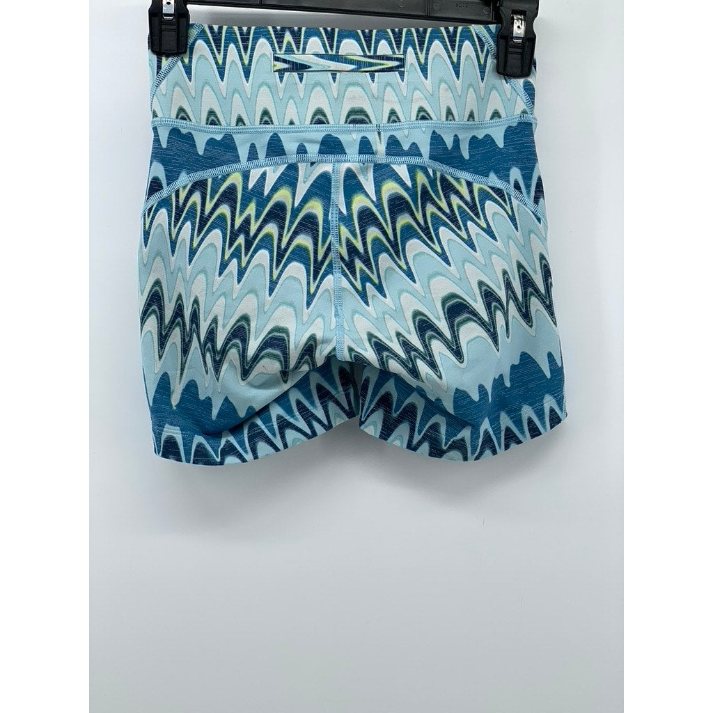 OUTDOOR VOICES Women's Blue Printed TechSweat 5" Thrive Biker Shorts SZ XS