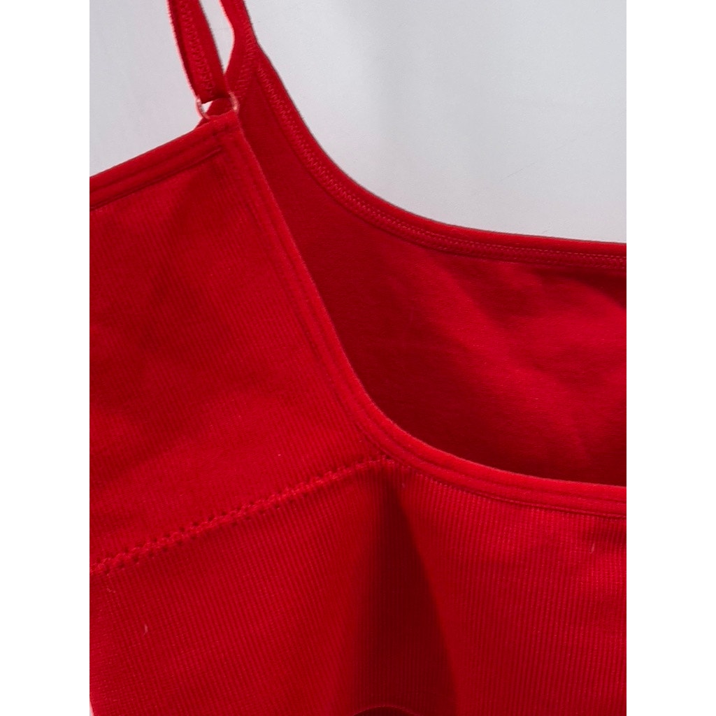GARAGE Women's Red Ribbed Scoop-Neck Spaghetti Strap Cropped Tank Top SZ XS