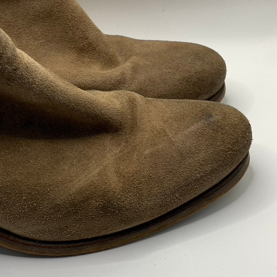 UNBRANDED Women's Brown Suede Round Toe Block Heel Ankle Bootie SZ 40 US 9